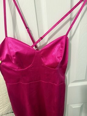 wild fable Vibrant Hot Pink Strapless Satin Slip Dress